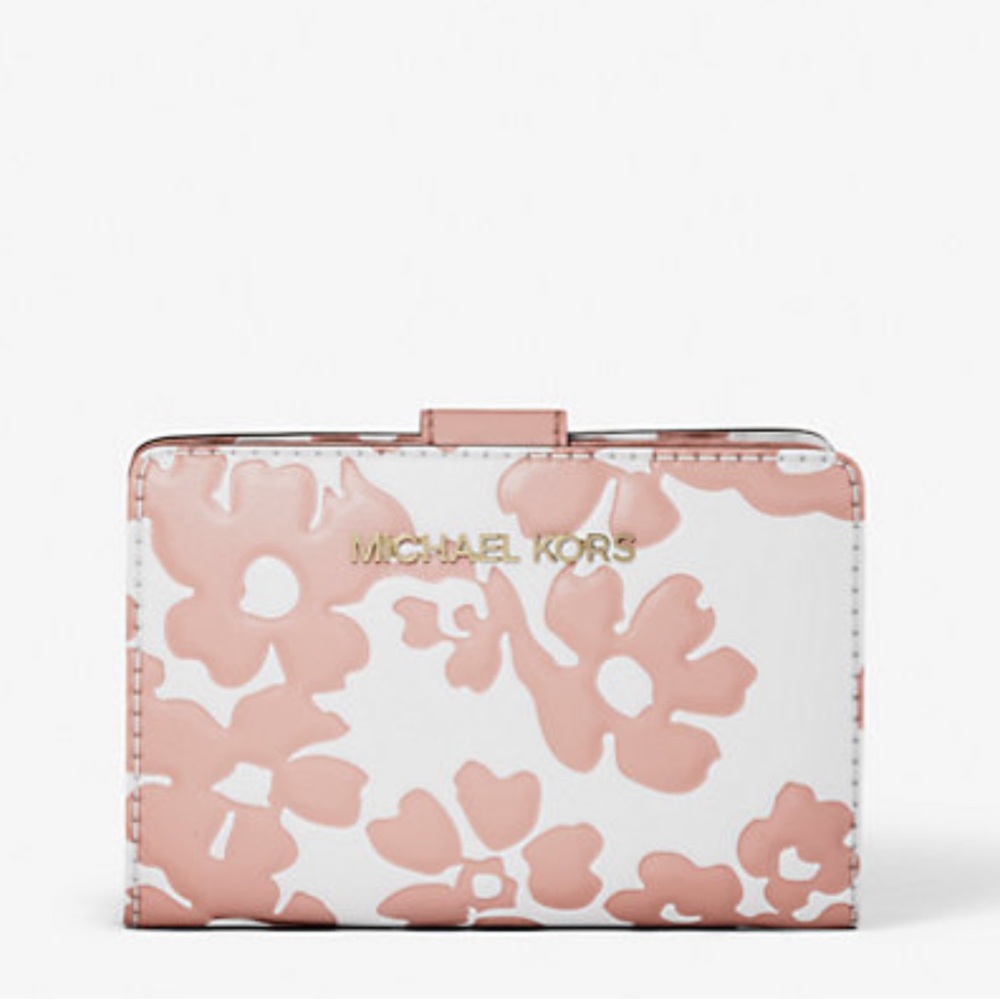 Michael Kors Jet Set Medium Floral Print Bi-Fold Wallet - Picture 8 of 12